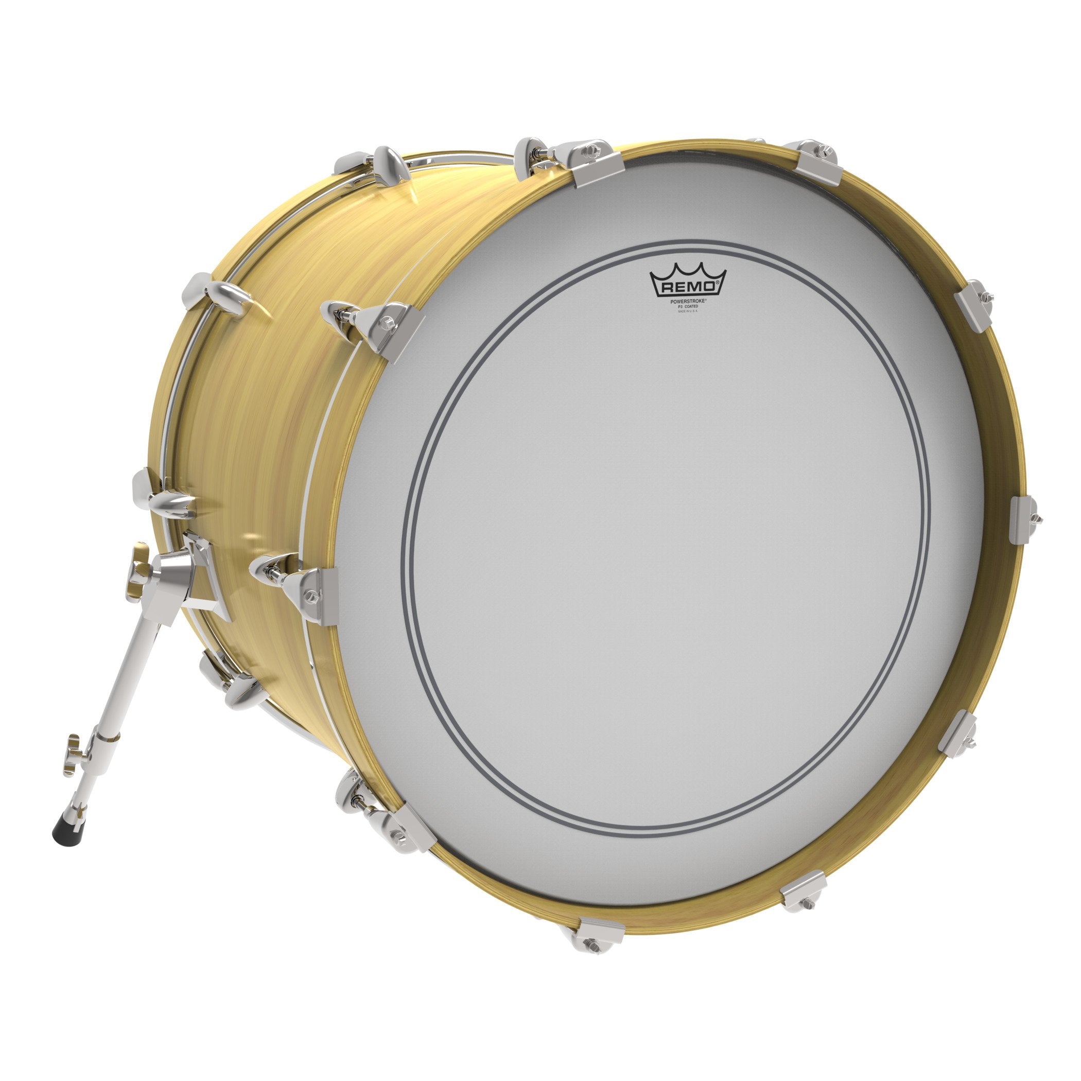 Remo P31124 C2 Coated Powerstroke 3 Bass Drum Head (24 Inch)   White Falam Patch